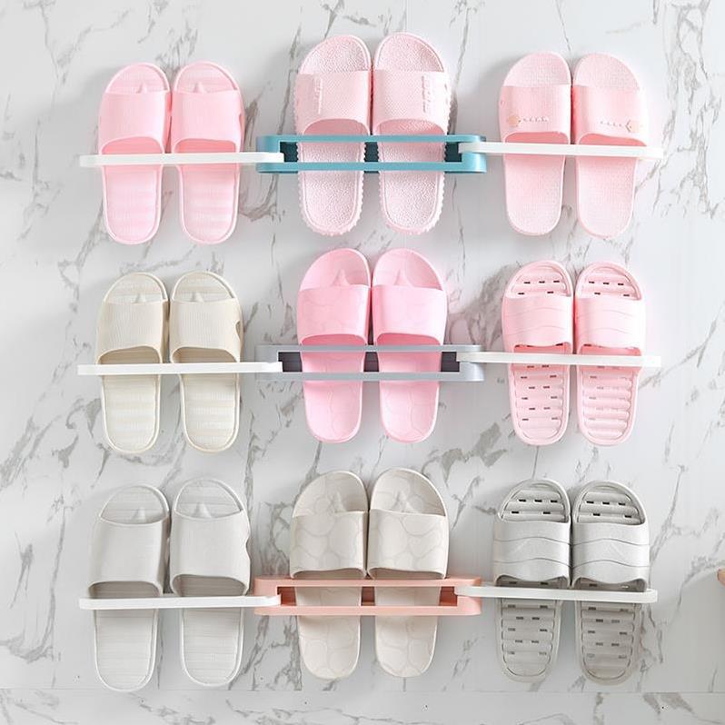 One change three folding slipper rack three in One folding bathroom slipper rack wall hang hole free toilet wall drain
