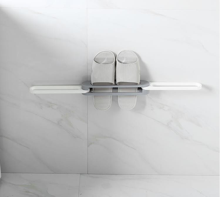 One change three folding slipper rack three in One folding bathroom slipper rack wall hang hole free toilet wall drain