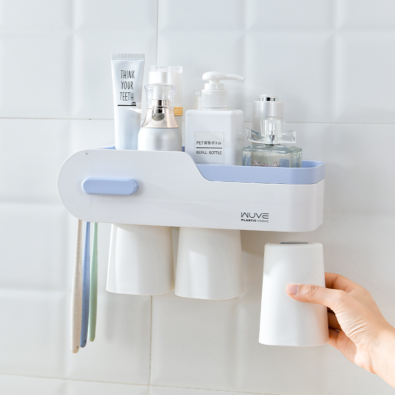Contracted Europe Type does not need to punch the hole wall to hang the dustproof water tooth Brush to defend bath to wash gargle make up things to receive buy the object