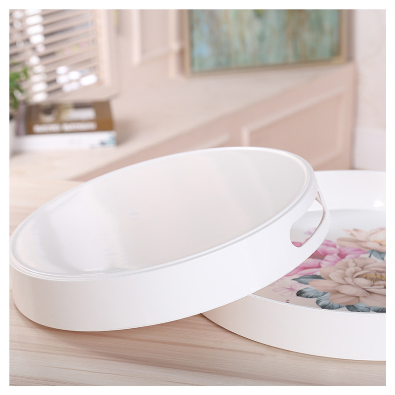 New creative Simple Round lamine Decals Double ear tray imitation porcelain tea tray