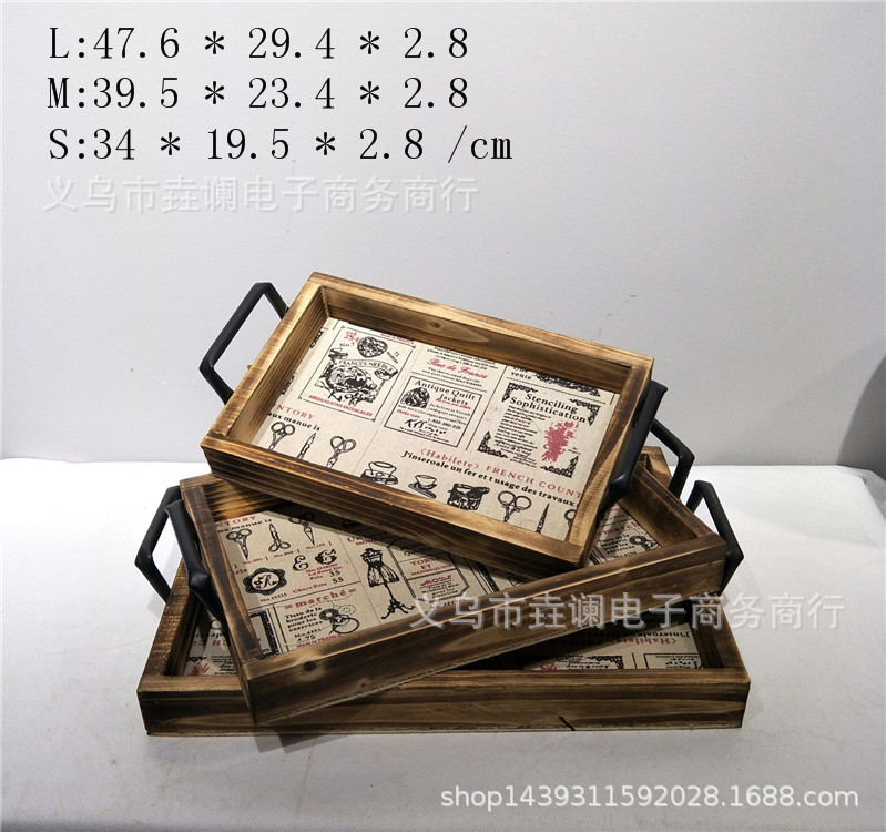 Tea Tray Wood Pallet Rectangular Bread Plate European Solid Wood Tray Tea Cup Tray Hotel Serving Food Dinner Plate Household