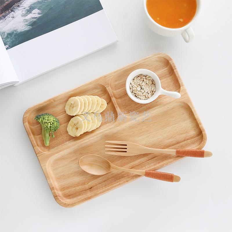 Creative Japanese wooden disc rubber wood separation plate household wooden tray bread plate dim sum plate Creative Japanese wooden disc rubber wood separation plate household wooden tray bread plate dim sum plate