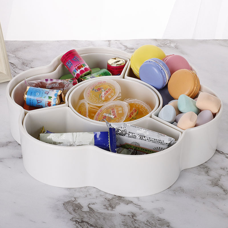 Fashion creative household tray wholesale plastic melon seed tray partition with a lid candy box