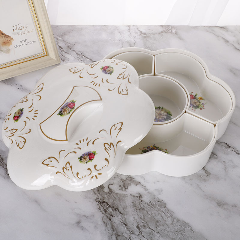Fashion creative household tray wholesale plastic melon seed tray partition with a lid candy box