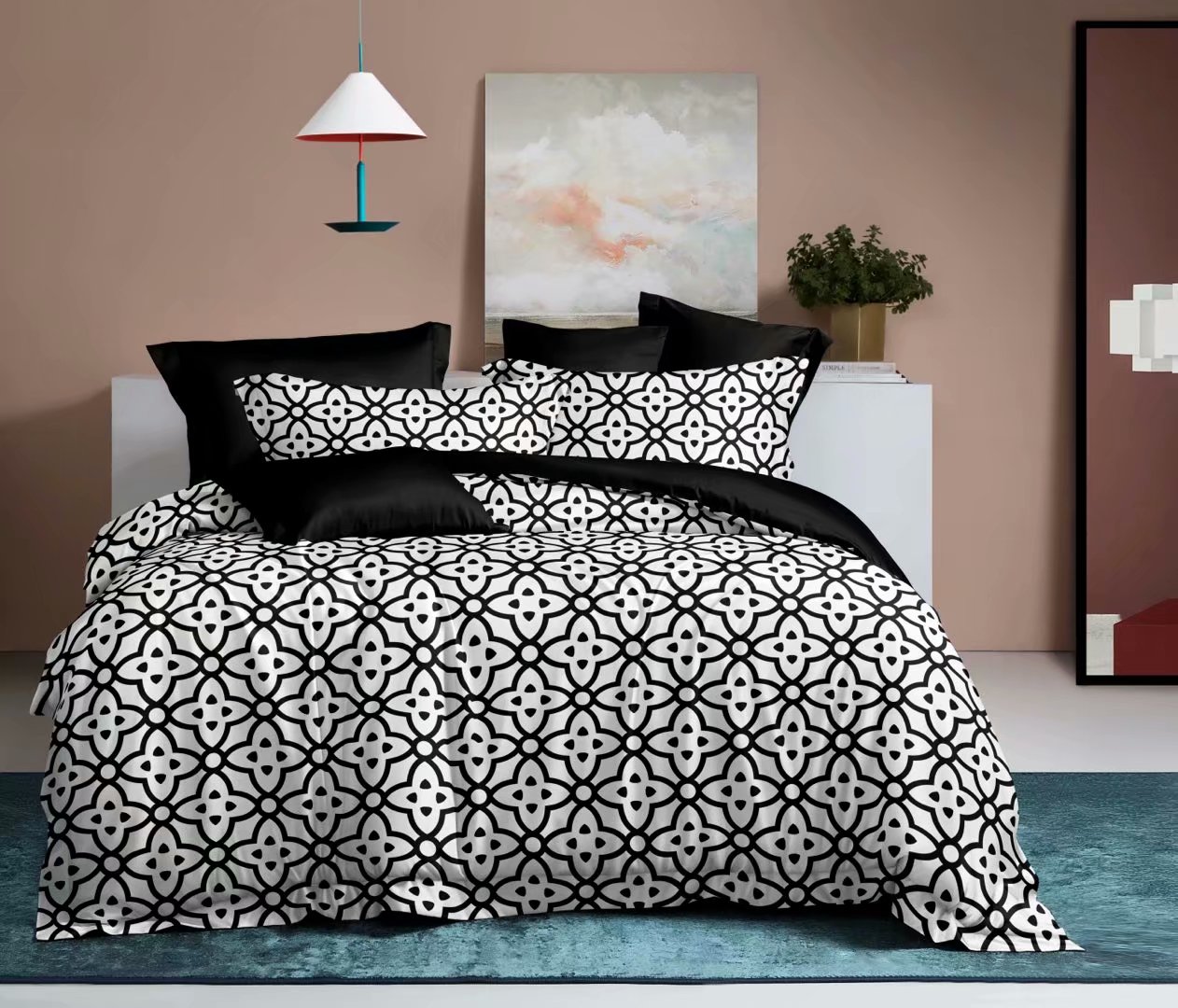 Diamond Geometric Pattern Simple Fashion Pattern Factory Direct Sales Four-Piece Bedding Set