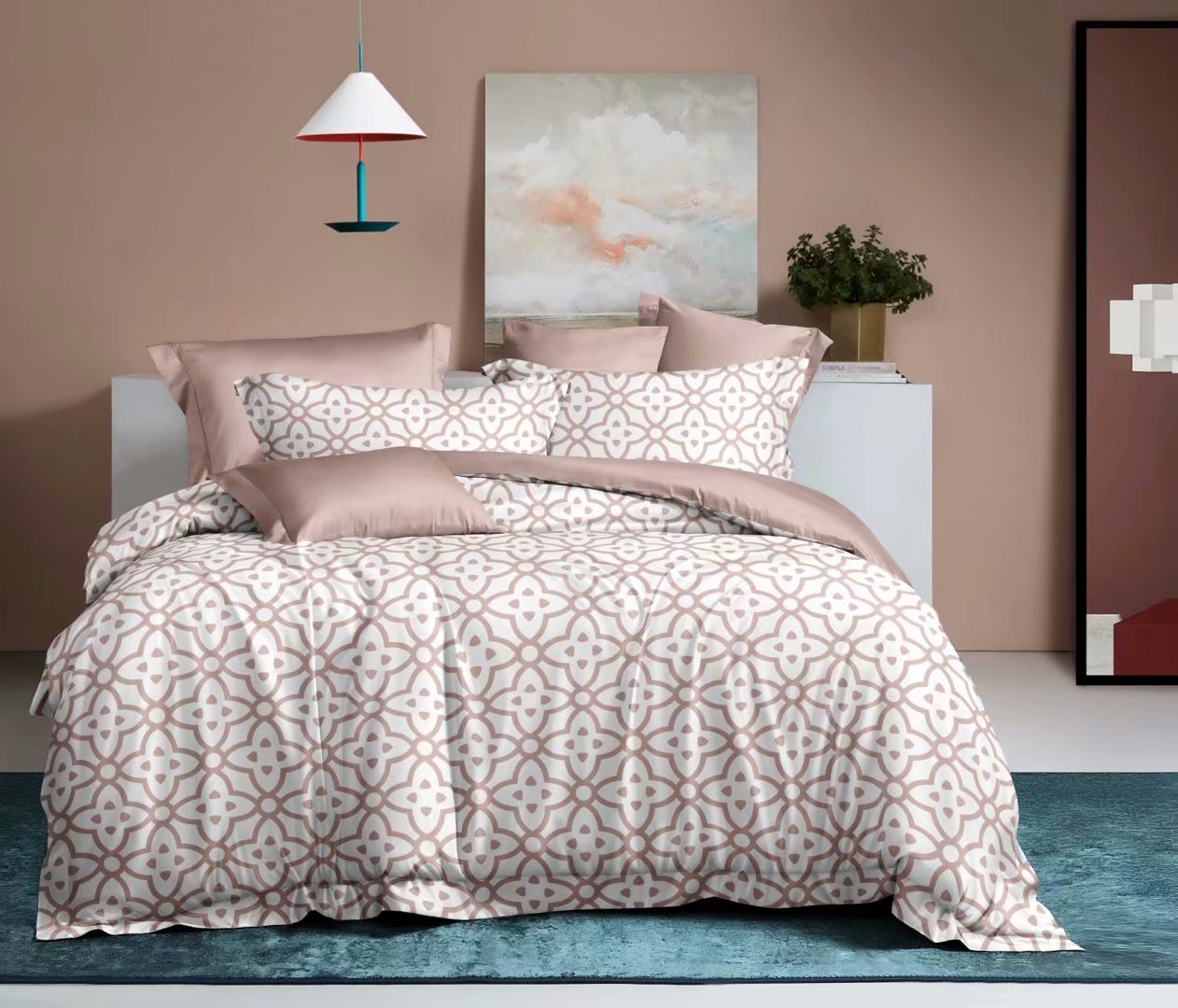Diamond Geometric Pattern Simple Fashion Pattern Factory Direct Sales Four-Piece Bedding Set