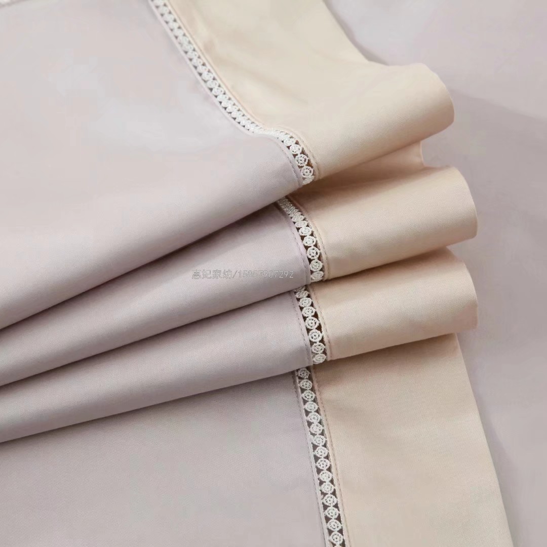 100 Egyptian Long-Staple Cotton Simple Solid Color Tribute Satin Light Luxury All Cotton Pure Cotton 1.8 Four-Piece Bedding Set