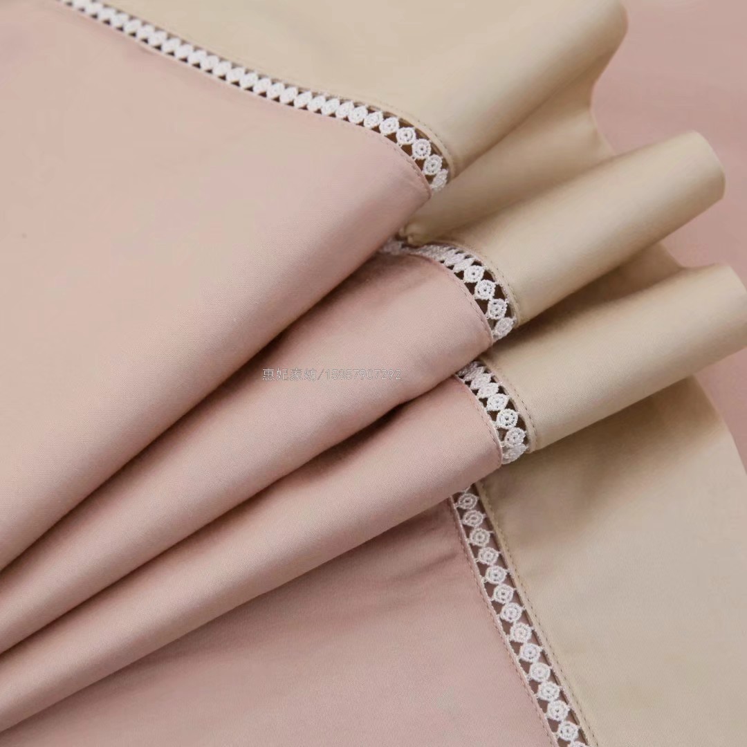 100 Egyptian Long-Staple Cotton Simple Solid Color Tribute Satin Light Luxury All Cotton Pure Cotton 1.8 Four-Piece Bedding Set