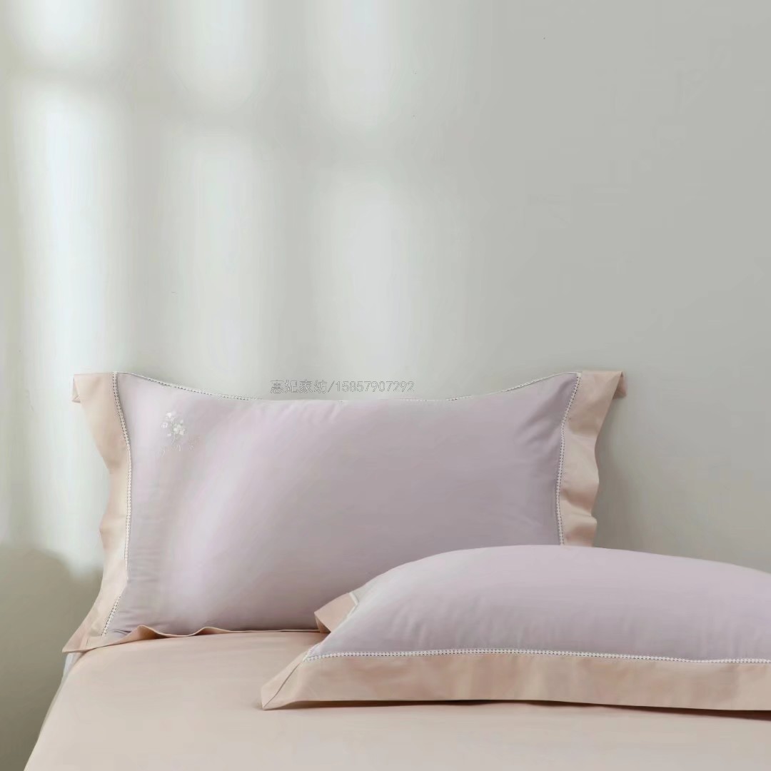 100 Egyptian Long-Staple Cotton Simple Solid Color Tribute Satin Light Luxury All Cotton Pure Cotton 1.8 Four-Piece Bedding Set
