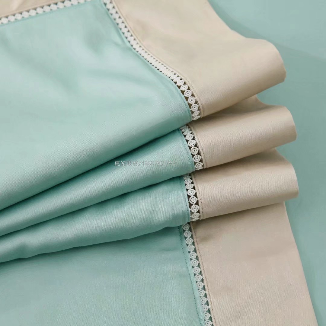 100 Egyptian Long-Staple Cotton Simple Solid Color Tribute Satin Light Luxury All Cotton Pure Cotton 1.8 Four-Piece Bedding Set
