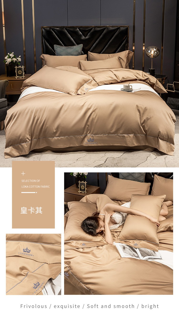 New Cotton 60 Long-Staple Cotton Four-Piece Cotton European-Style Bed Sheet Quilt Cover Fitted Sheet Three-Piece Bedding Set