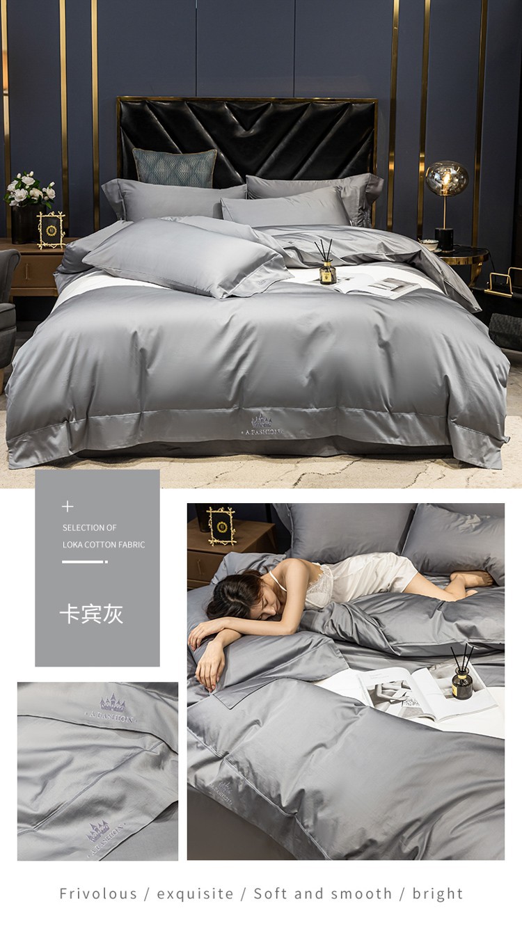 New Cotton 60 Long-Staple Cotton Four-Piece Cotton European-Style Bed Sheet Quilt Cover Fitted Sheet Three-Piece Bedding Set