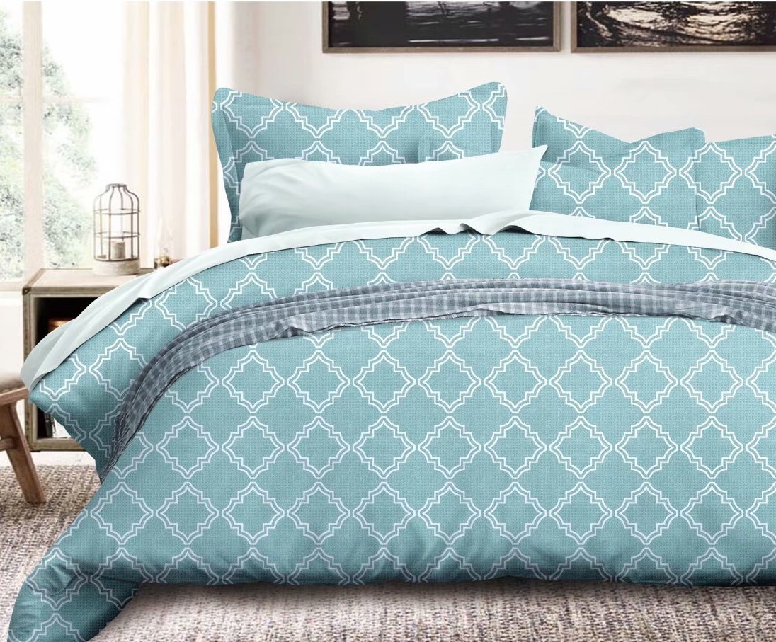 Bedding set of simple and fashionable plaid geometry
