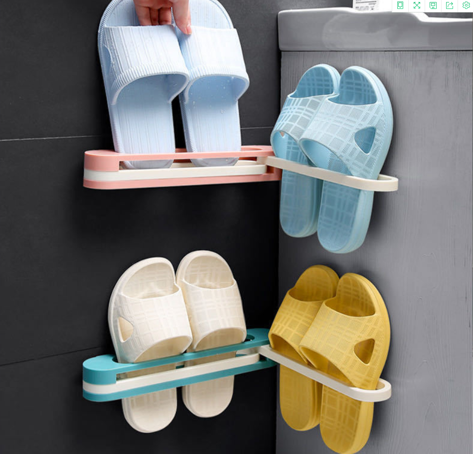 Best-Seller on Douyin One-to-Three Folding Slipper Rack Wall Hanging Telescopic Towel Storage Rack Three-in-One Bathroom Storage Rack