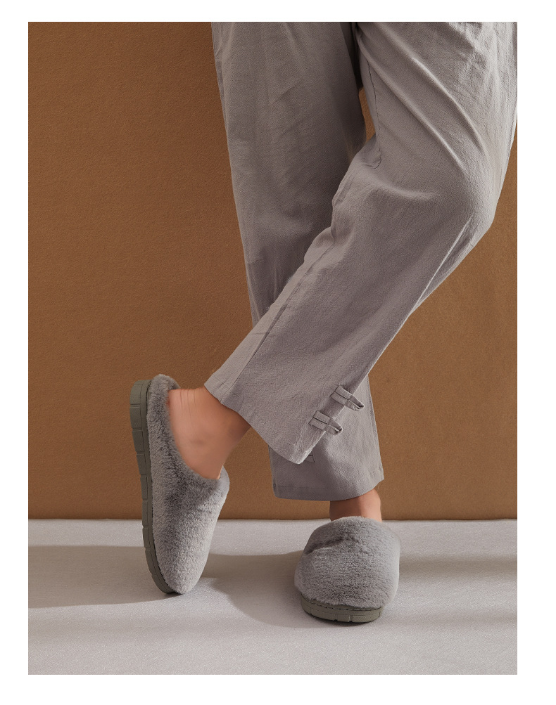 slipper family autumn winter couple web celebrity men and women cute plush indoor simple Korean version of warm non-slip