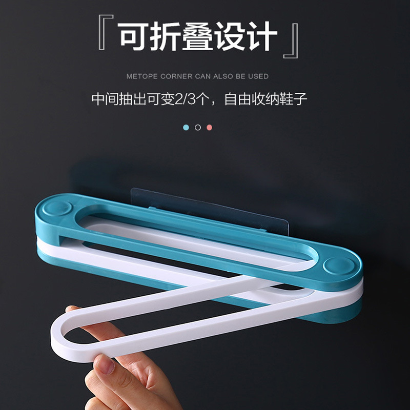 One-to-Three Folding Slipper Rack Bathroom Rack Toilet Three-in-One Wall-Mounted Shoe Rack Punch-Free Storage One-to-Three
