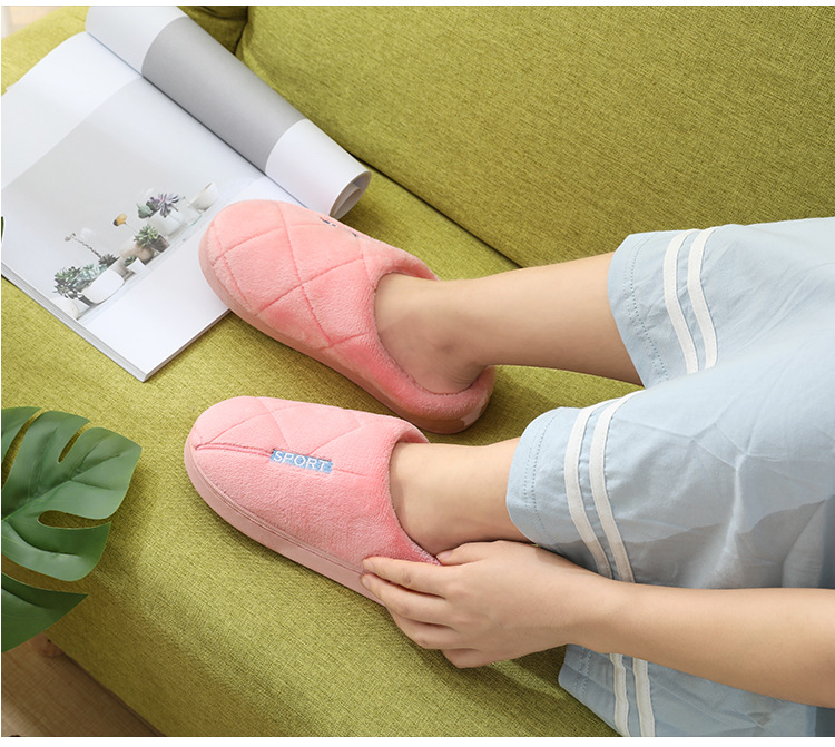 Autumn and Winter Korean Style Cotton Slippers Simple Hotel Women's Thick Bottom Home Indoor Couple Warm Home Woolen Slipper Men's Autumn and Winter Korean Style Cotton Slippers Simple Hotel Women's Thick Bottom Home Indoor Couple Warm Home Woolen Slipper Men's