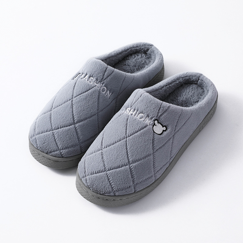 Men&#039;s Cotton Slippers Winter Thick Indoor Warm Antiskid Household Couple Woolen Slipper Female Slippers Autumn Winter