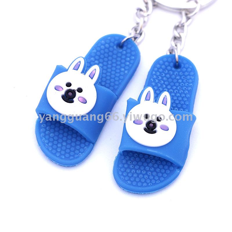 New PVC slipper key chain cartoon soft plastic key pendant mini slipper accessory bag pendant