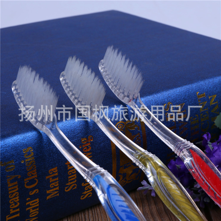 Star Hotel Standard Disposable Supplies Toothpaste Toothbrush Standard Two-in-One Large Two-Color Leaf Toothbrush Non-Slip