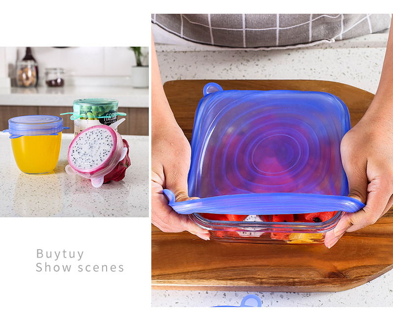 Spot Thickened Lid for Airtight Container Six-Piece Multi-Functional Microwave Bowl Cup Lid Refrigerator Fruit Food Plastic Wrap