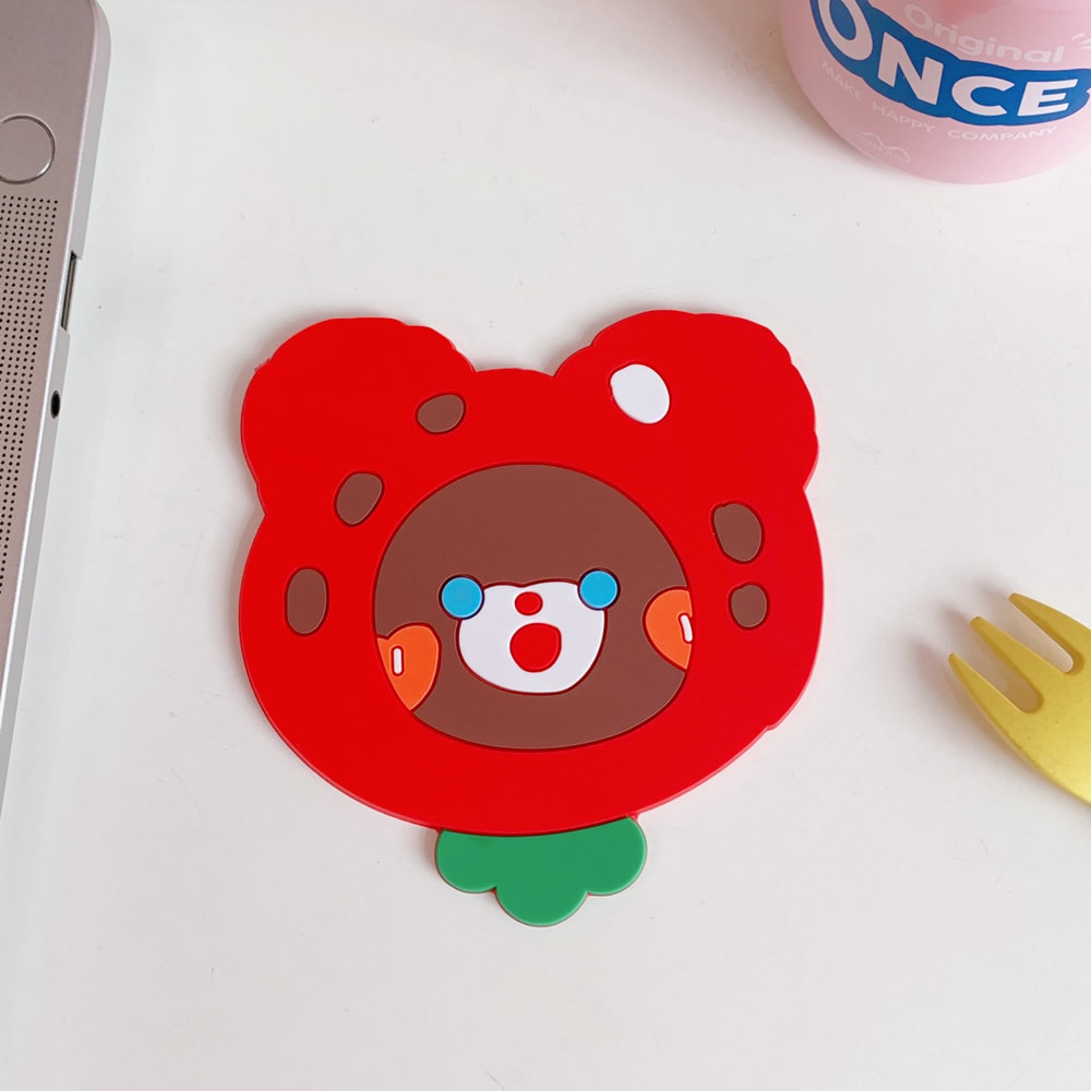 Cartoon Creative Insulation Household Silicone Coaster Cute Cha Cha Bear Non-Slip High Temperature Resistant Desktop Water Cup Mat Coasters Cute