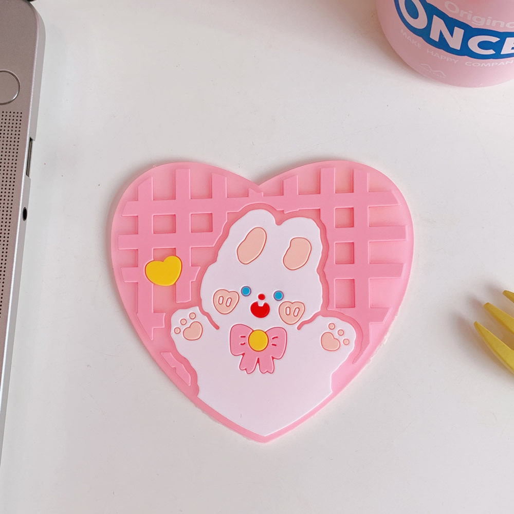 Cartoon Creative Insulation Household Silicone Coaster Cute Cha Cha Bear Non-Slip High Temperature Resistant Desktop Water Cup Mat Coasters Cute
