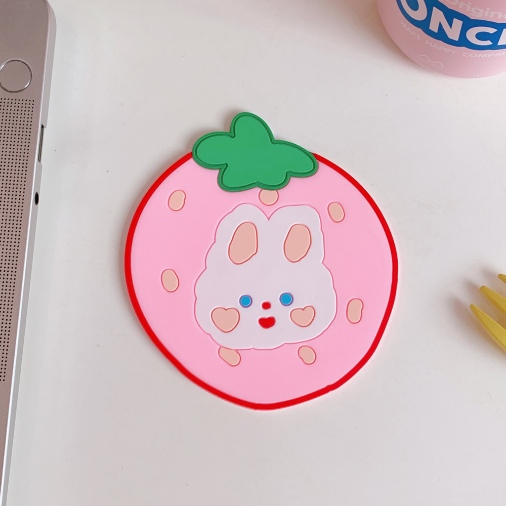 Cartoon Creative Insulation Household Silicone Coaster Cute Cha Cha Bear Non-Slip High Temperature Resistant Desktop Water Cup Mat Coasters Cute