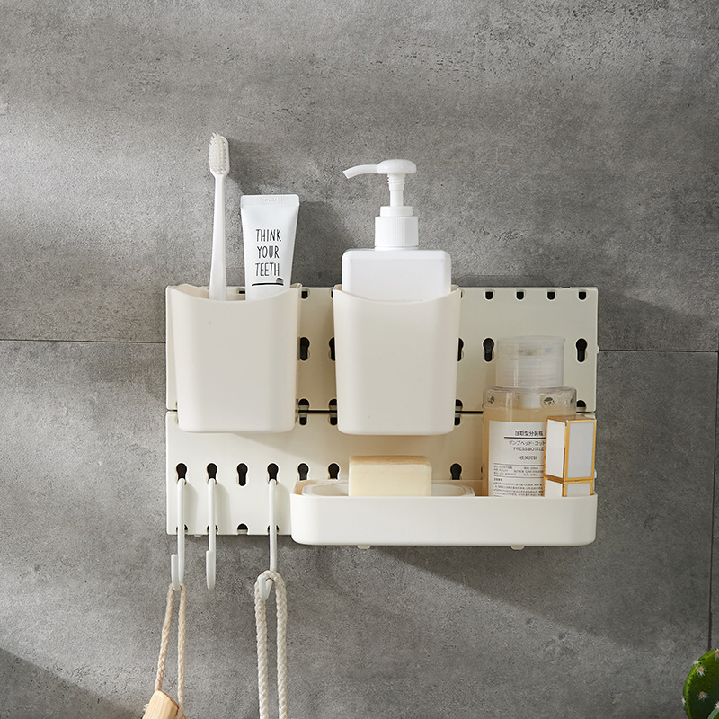 Nordic Punching-Free Simple Plastic Wire-Wrap Board Kitchen Rack Dormitory Bedroom Bathroom Bathroom Wall Storage