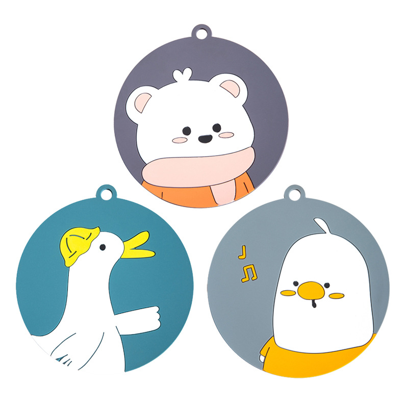 2021 New Creative Home Kitchen round Thickened Cartoon Silicone Scald Preventing Met Dining Table Bowl Coaster Cup Coaster Heat Proof Mat