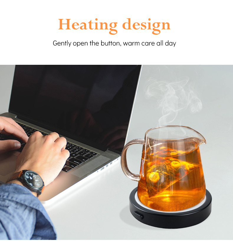 Thermal Cup Pad USB Heating Coaster Metal Base 90 Degree Coffee Milk Vacuum Dish Cup Warming Holder Gift