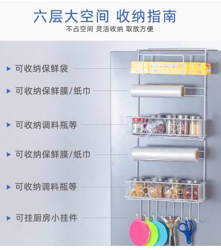 Refrigerator Shelf Refrigerator Side Wall Rack Creative Household Kitchen Utensils Plastic Wrap Rack Refrigerator Side Storage Rack