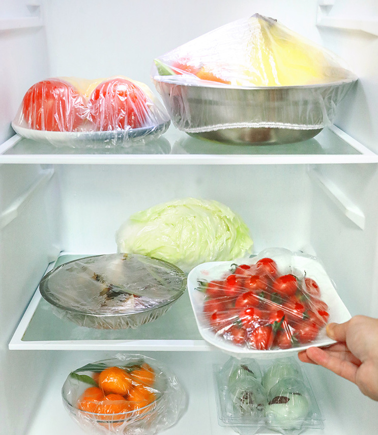 Household Kitchen 100 PCs Disposable Food Cover Disposable Bowl Cover Dust Cover Transparent Food Cover Plastic Wrap