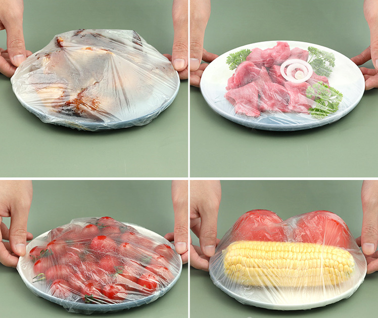 Household Kitchen 100 PCs Disposable Food Cover Disposable Bowl Cover Dust Cover Transparent Food Cover Plastic Wrap