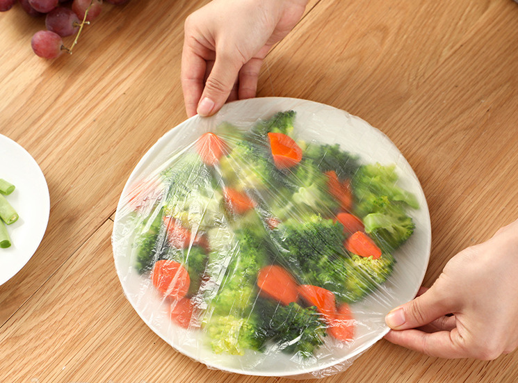 Household Kitchen 100 PCs Disposable Food Cover Disposable Bowl Cover Dust Cover Transparent Food Cover Plastic Wrap