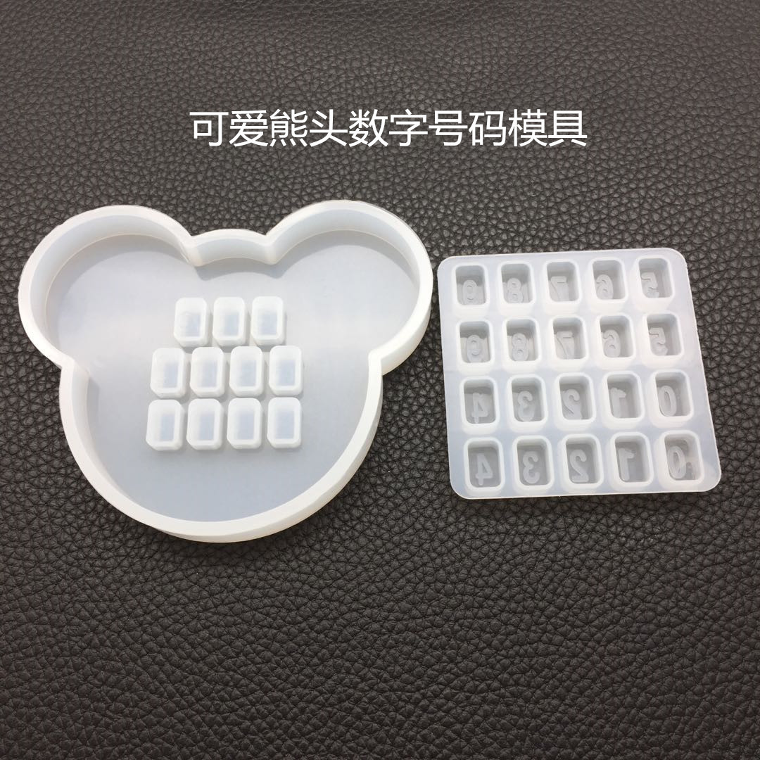 DIY Crystal Glue Mold Cute Bear Head Mold Digital Stop Sign Temporary Parking Card Handmade Epoxy Mold Table DIY Crystal Glue Mold Cute Bear Head Mold Digital Stop Sign Temporary Parking Card Handmade Epoxy Mold Table