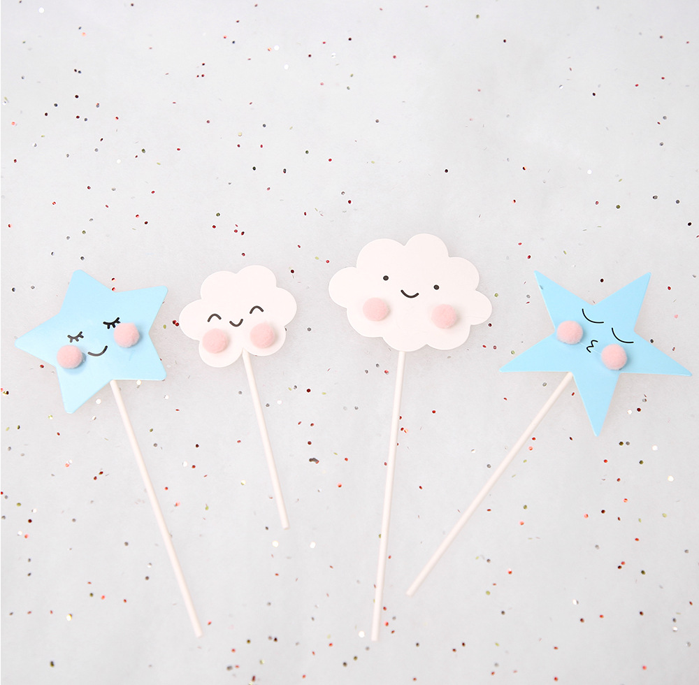 Cute fur ball cloud star cake decoration card smiling face cloud birthday cake decoration card dessert table decoration card Cute fur ball cloud star cake decoration card smiling face cloud birthday cake decoration card dessert table decoration card