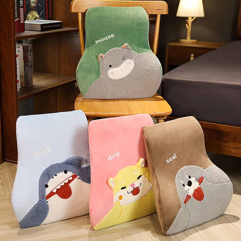 Cartoon Animal Seal Shark Memory Foam Lumbar Pillow Plush Nap Lying Pillow Office Chair Backrest Cushion