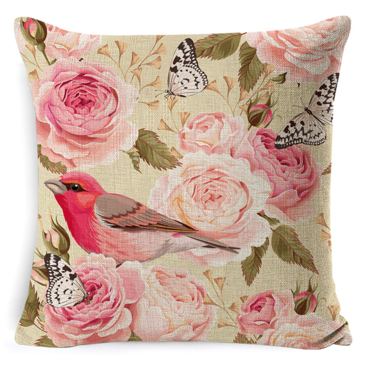 Yiwu Factory Cross-Border Hot Rose DIY Cushion OEM Processing Graphic Customization Home Back Cushion Throw Pillow with Core