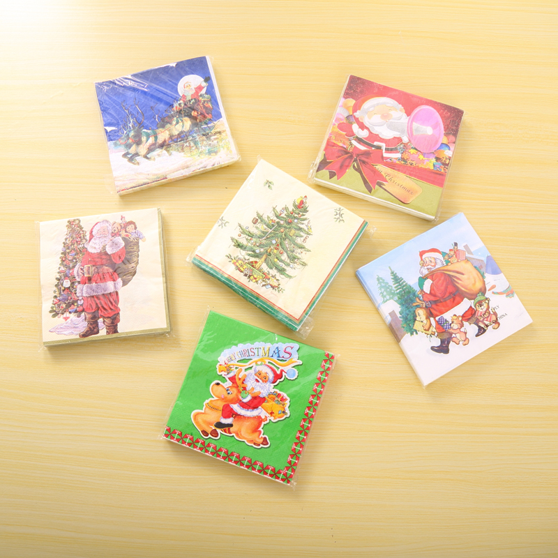Colorful printed paper napkin Christmas tissue paper handkerchief pad art napkin