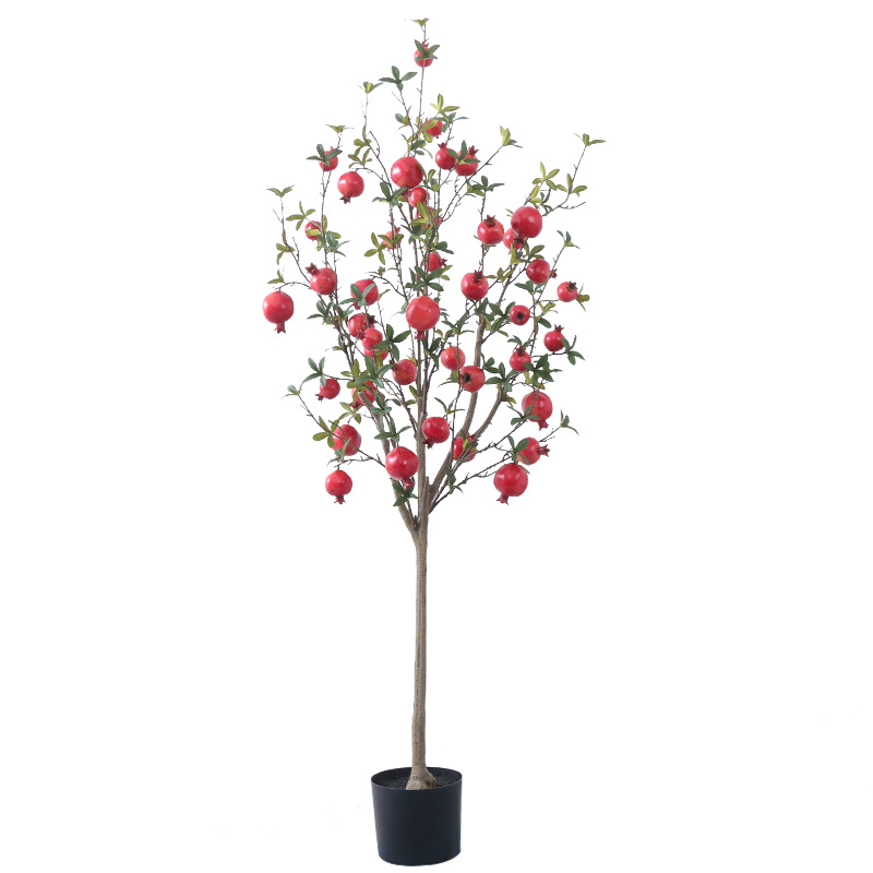 New Artificial Pomegranate Tree Potted Plant Simulation Fruit Artificial Flower Fruit Home Shooting Decoration Artificial Flower Artificial Green Plant