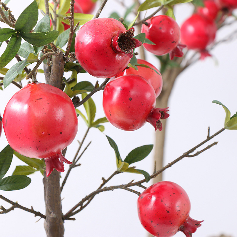 New Artificial Pomegranate Tree Potted Plant Simulation Fruit Artificial Flower Fruit Home Shooting Decoration Artificial Flower Artificial Green Plant