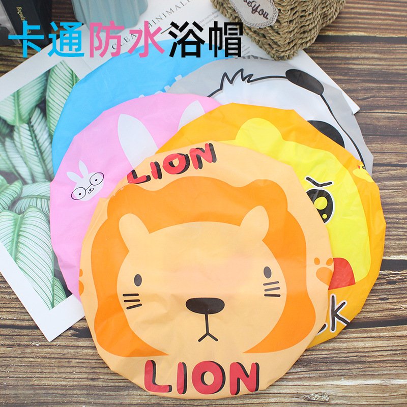 T Cute cartoon adult lady shower cap Japanese thickened waterproof shampoo shower cap lampblack cap