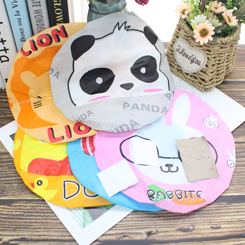 T Cute cartoon adult lady shower cap Japanese thickened waterproof shampoo shower cap lampblack cap