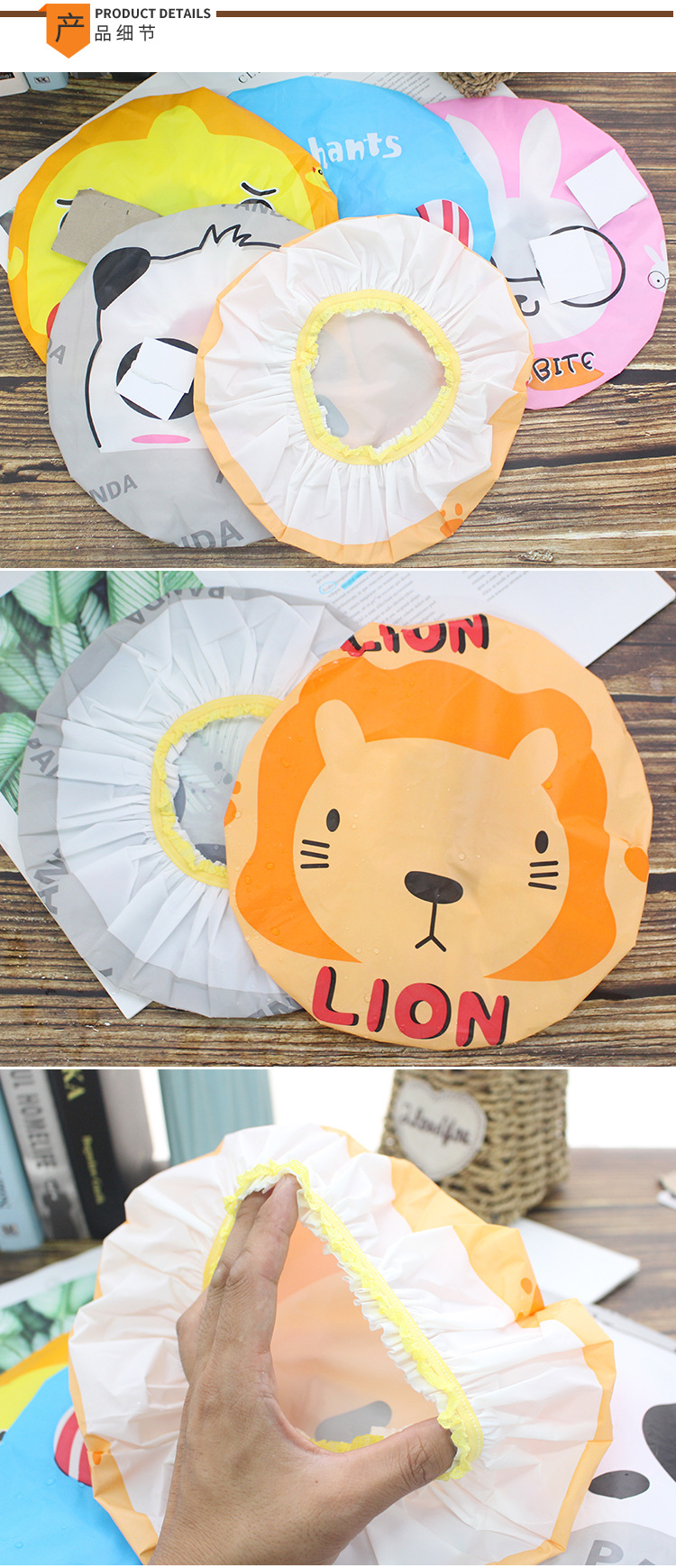 T Cute cartoon adult lady shower cap Japanese thickened waterproof shampoo shower cap lampblack cap