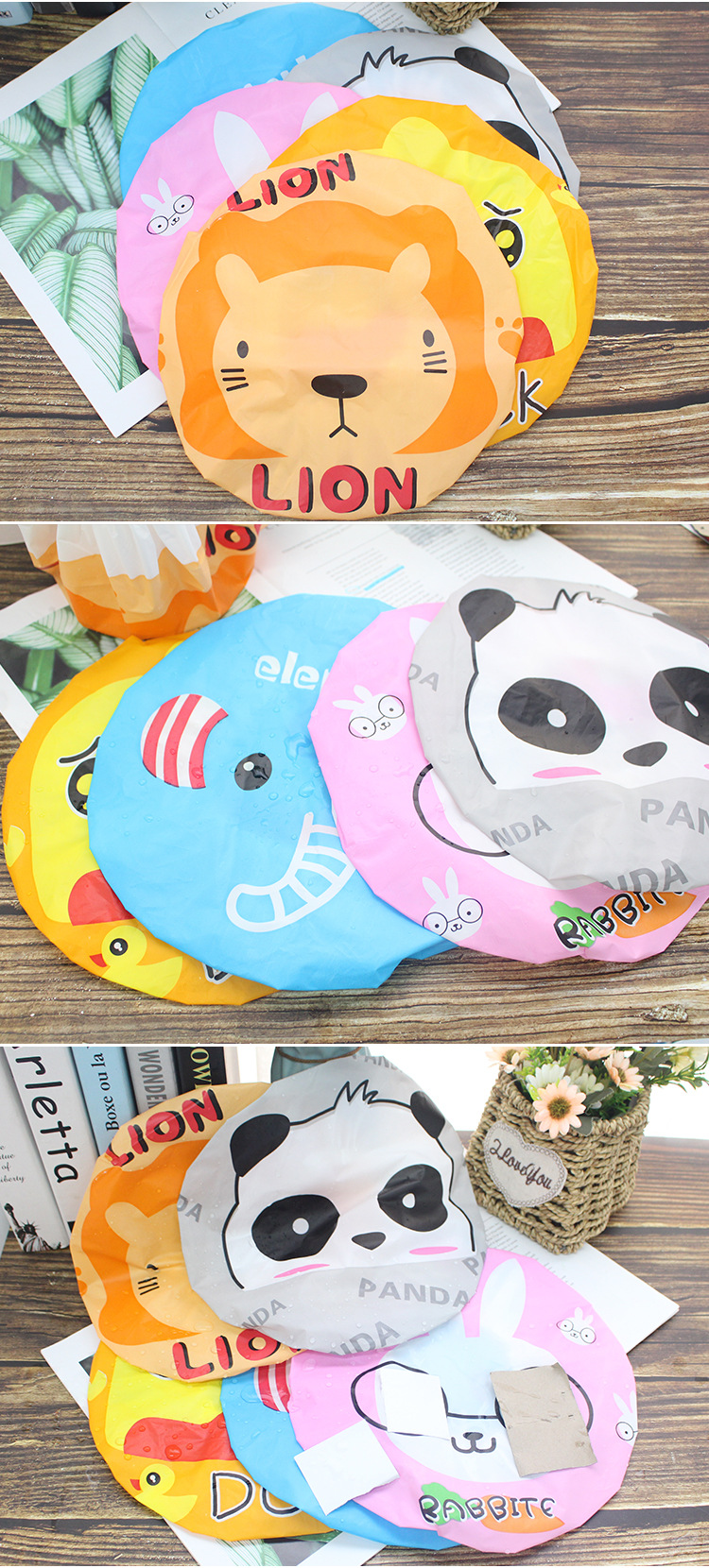 T Cute cartoon adult lady shower cap Japanese thickened waterproof shampoo shower cap lampblack cap