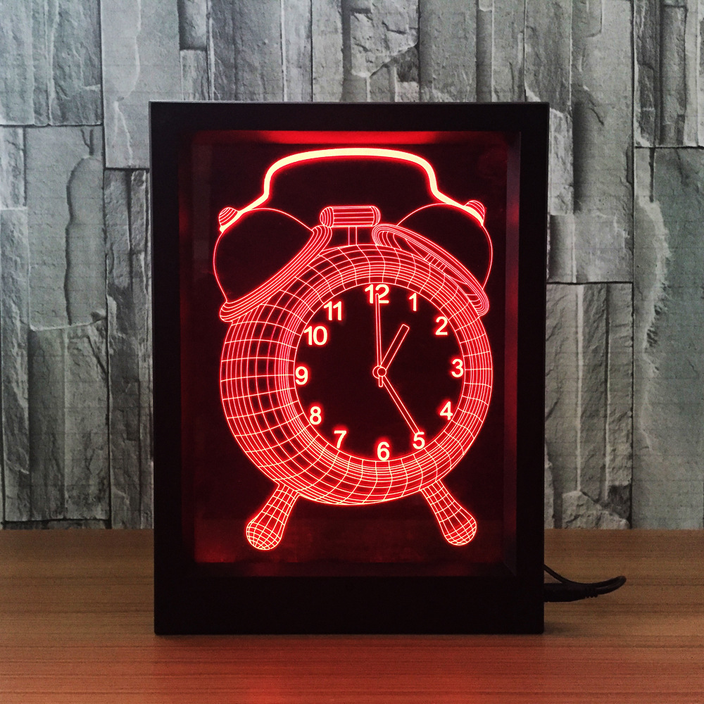 Clock creative 3D gift desk lamp bedside lamp led night lamp decorative atmosphere acrylic photo frame 288