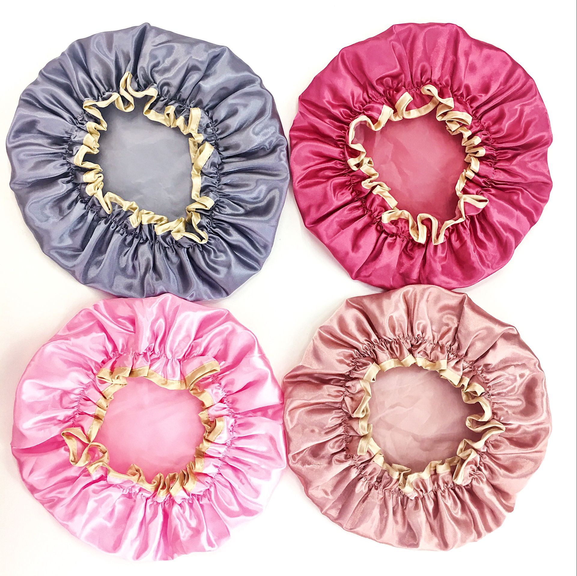 Factory direct monochrome double waterproof bath cap thick anti-oil anti-soot shower cap makeup carding hat