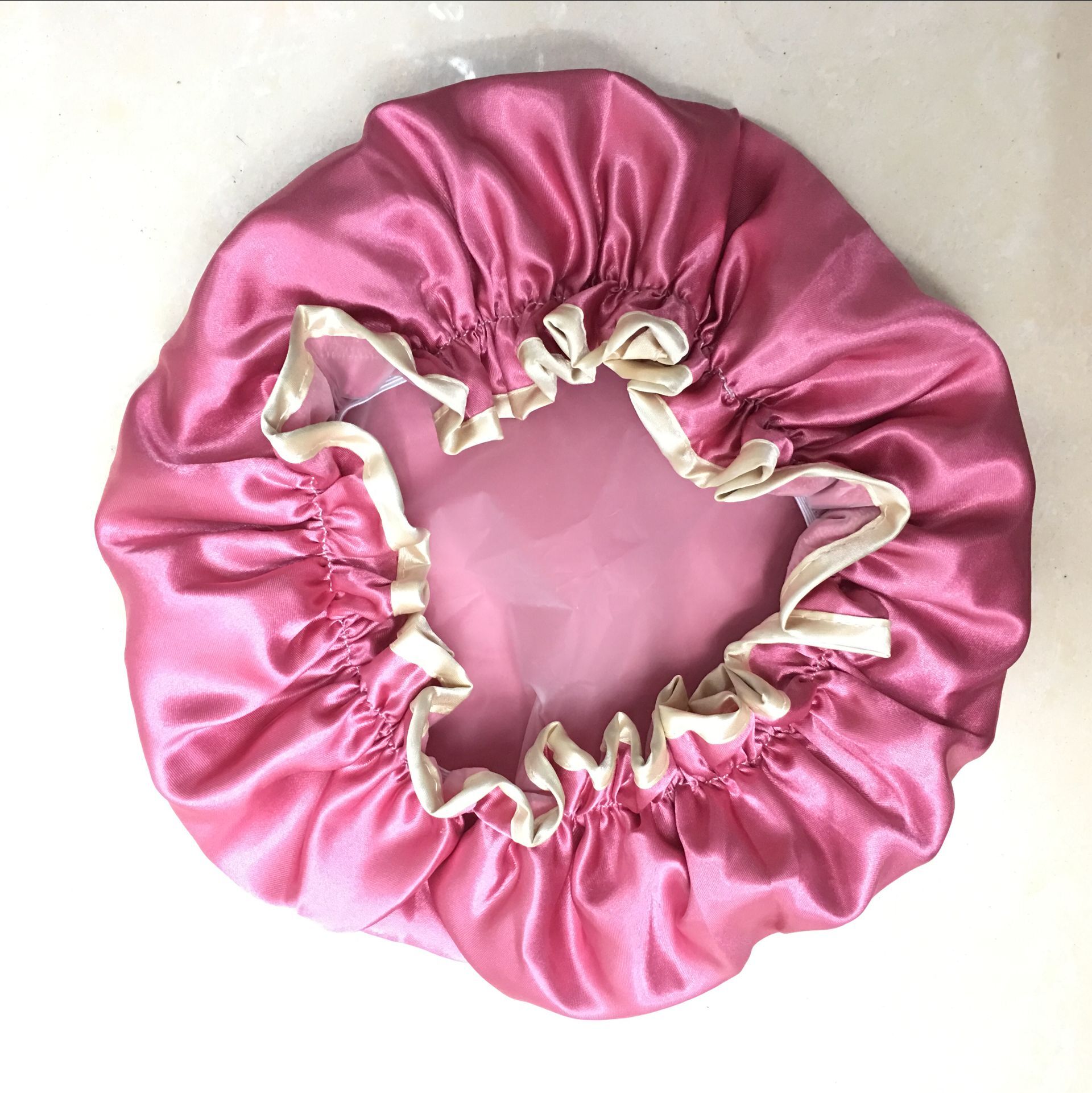 Factory direct monochrome double waterproof bath cap thick anti-oil anti-soot shower cap makeup carding hat