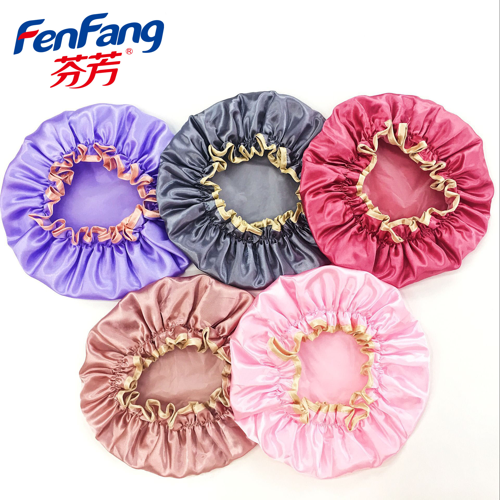 Factory direct monochrome double waterproof bath cap thick anti-oil anti-soot shower cap makeup carding hat